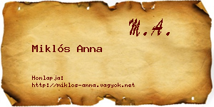 Miklós Anna névjegykártya