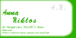 anna miklos business card